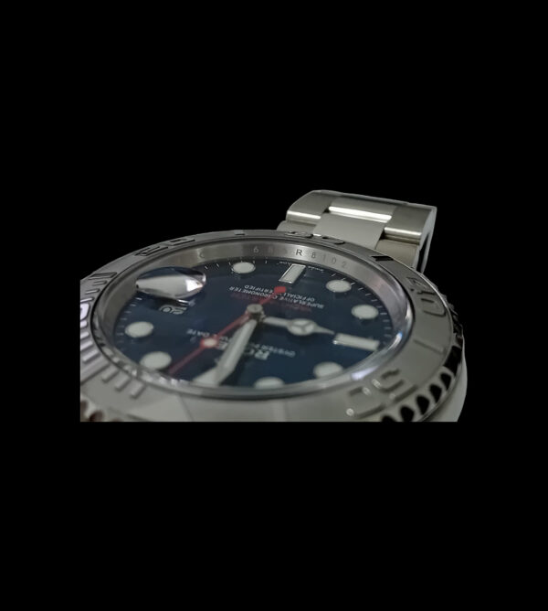 réplica rolex yacht master 40 detalle esfera azul bisel platino