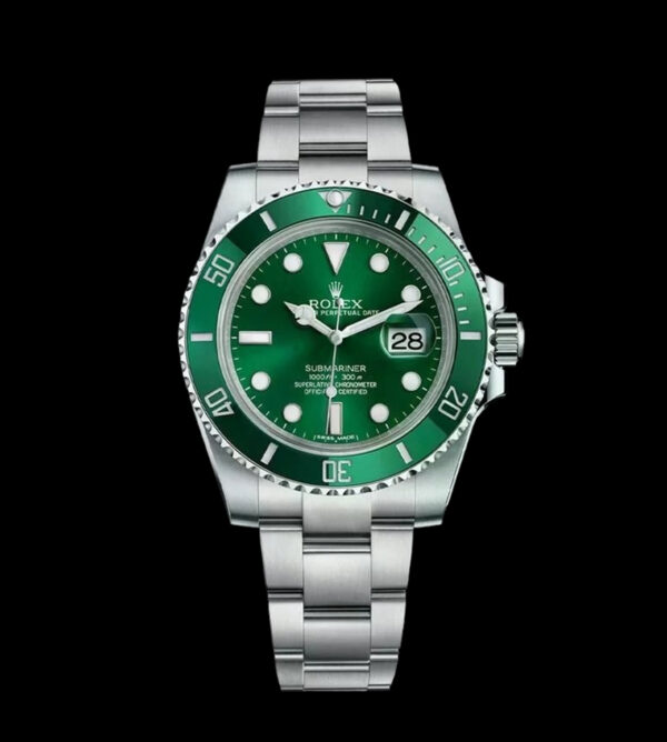 rolex submariner hulk réplica frontal esfera verde bisel cerámico acero 904l