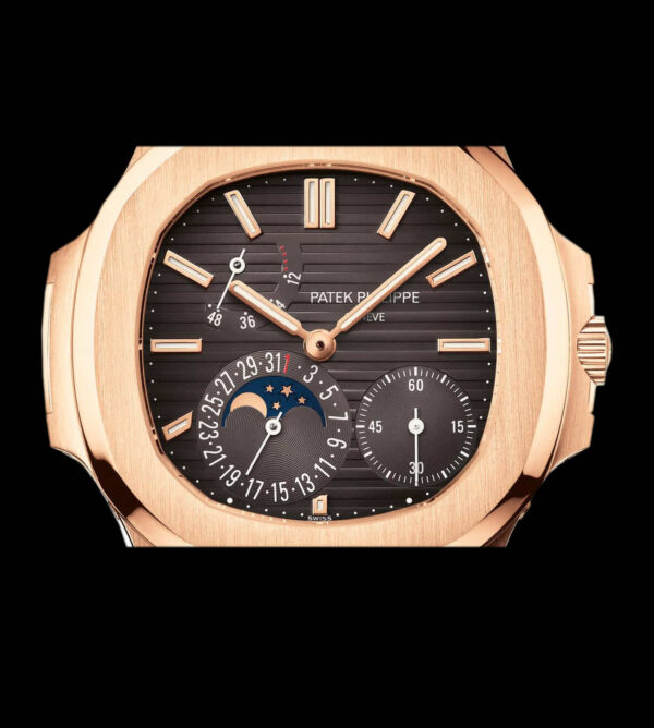 Replica Patek Philippe Nautillus 5712 rose gold correa piel - Imagen 2
