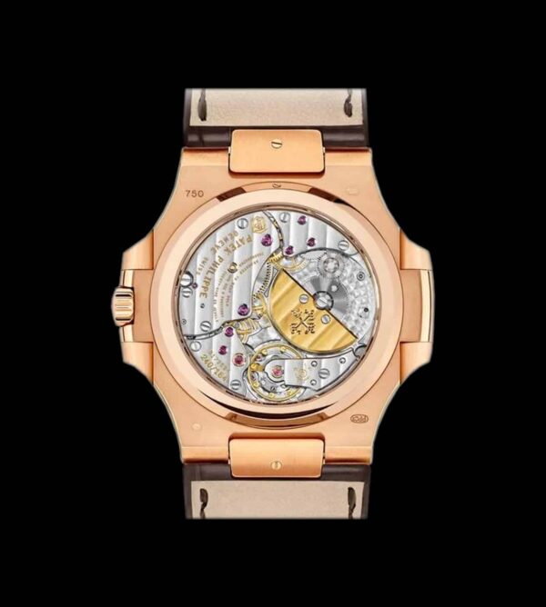 Replica Patek Philippe Nautillus 5712 rose gold correa piel - Imagen 4