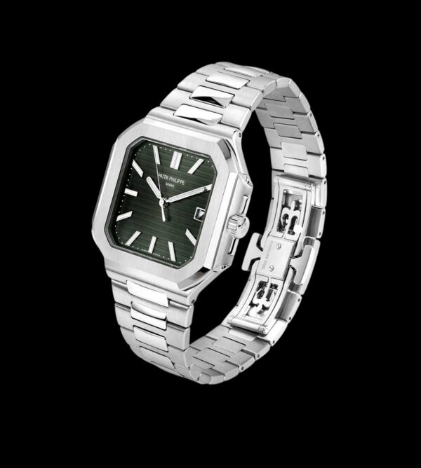 patek philippe cubitus verde replica reloj 45mm brazalete acero vista lateral