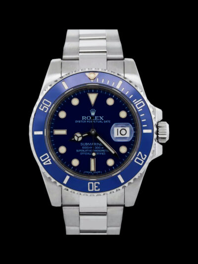 rolex replica submariner date smurf blue 40mm frontal acero 904l bisel ceramico