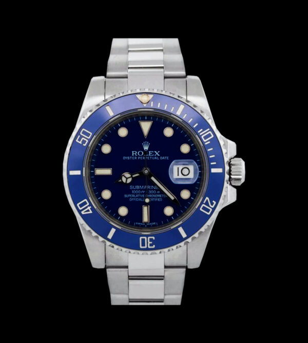 rolex replica submariner date smurf blue 40mm frontal acero 904l bisel ceramico