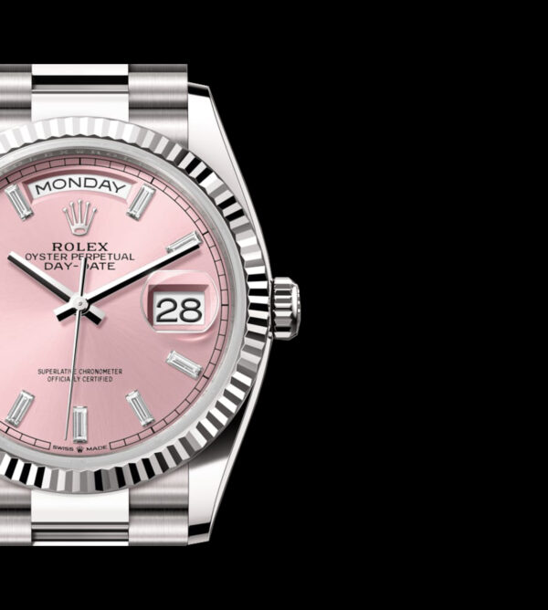 rolex day date replica esfera rosa frontal cristal zafiro president