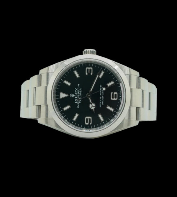 rolex explorer 2 2025 replica frontal esfera negra vista vertical