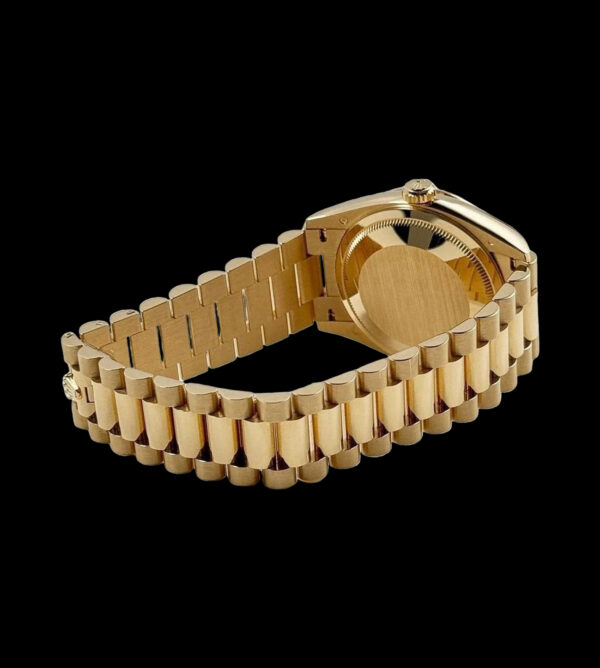 Rolex Day-Date réplica oro amarillo brazalete President vista trasera
