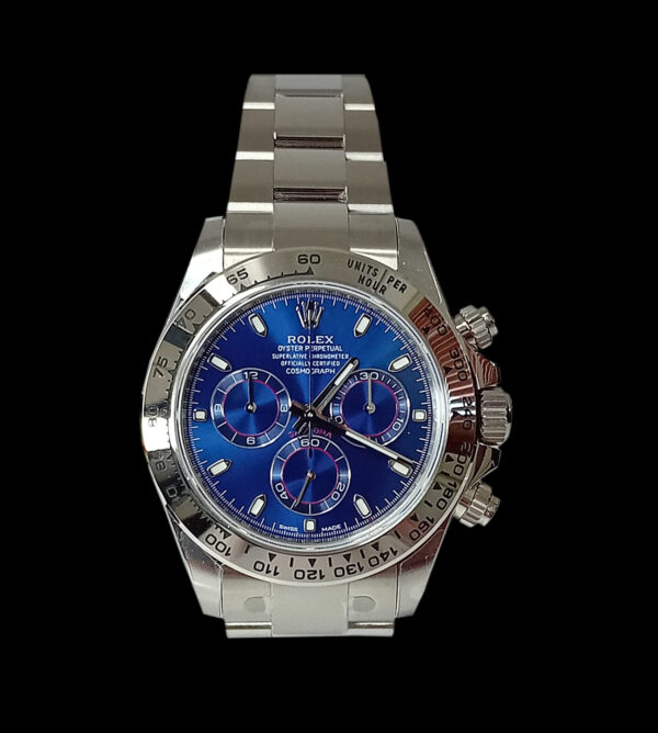 Rolex réplica Daytona new 2025 esfera azul brazalete Oyster vista frontal completa