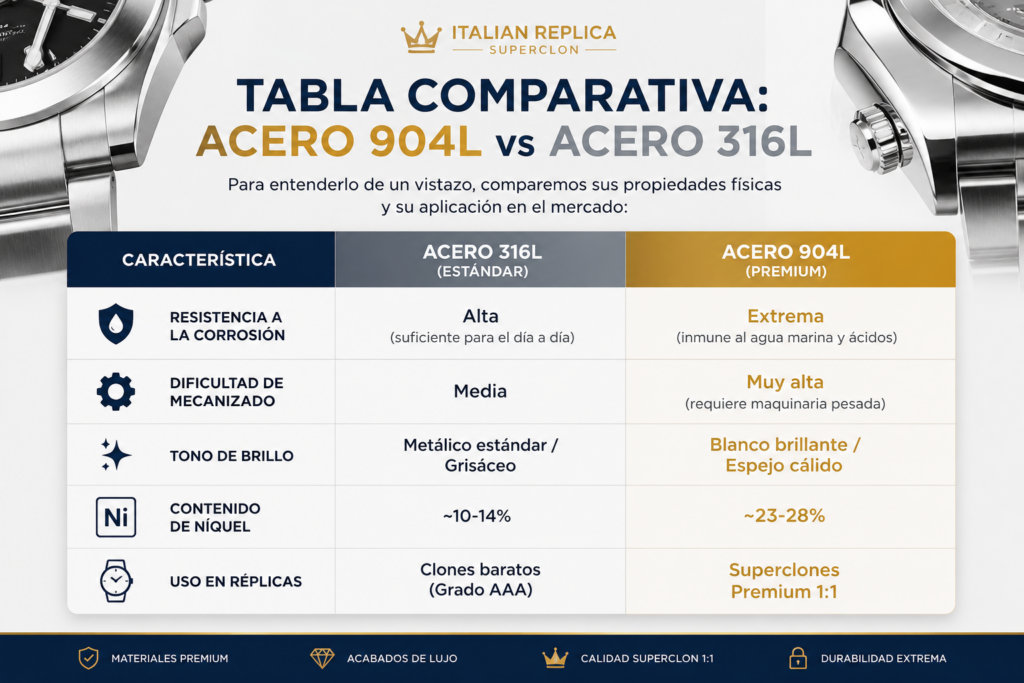 comparativa aceros relojes